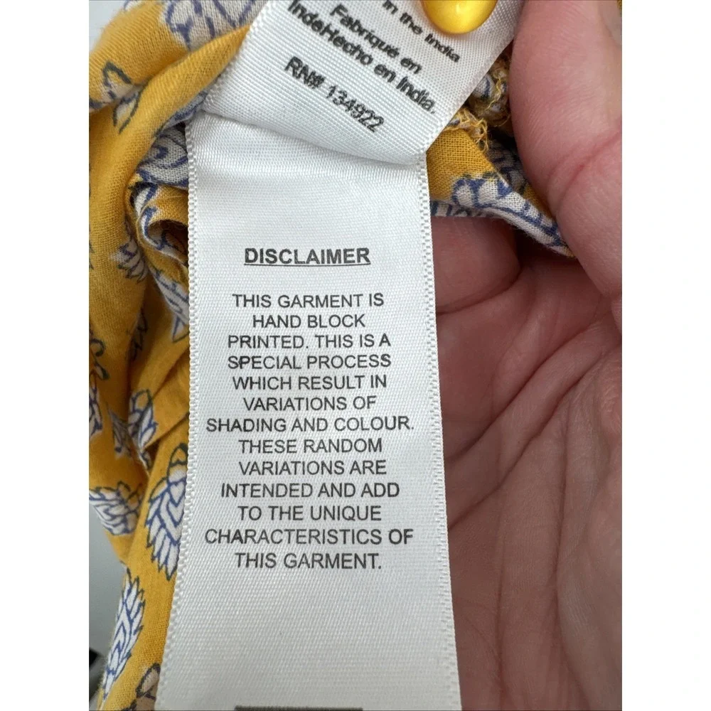 Emerson Fry India Collection Hand Block Printed Button Front Maxi Dress M/L??